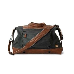 Buffalo jackson dakota Waxed Canvas And LEather Weekend Bag Charcoal